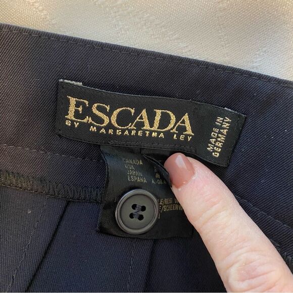 Escada 100% Wool Trouser Pants Pleated Pockets Straight Leg SZ 44 EU (14 US) - Picture 4 of 9
